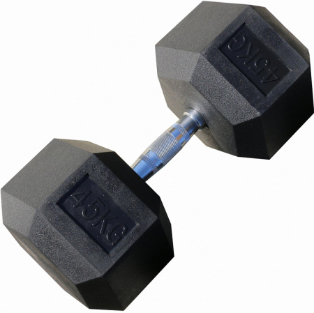 Гантель гексагональная обрезиненная PROFI-FIT 45 кг