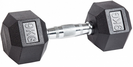Гантель гексагональная обрезиненная PROFI-FIT 9 кг
