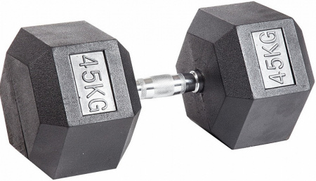 Гантель гексагональная обрезиненная PROFI-FIT 45 кг